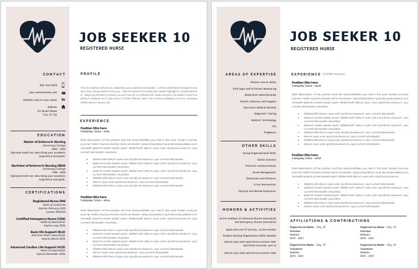 Photo of a two-column resume sample by https://www.Market-Connections.net