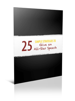 Title page for a presentation about 25 Strategies to give an all-star speech