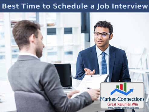 Photo of a job interview including twy young men. There is also a logo from https://www.market-connections.net.