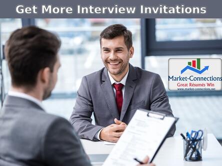 Photo of a job interview. There is also a logo from https://www.market-connections.net