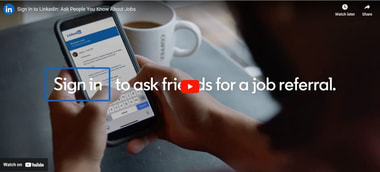 Photo of a video with instructions from LinkedIn about asking friends for referrals