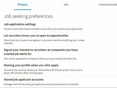 Photo of LinkedIn instructions for job seeking preferences