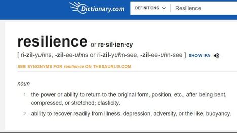 Picture of Dictionary.com with meaning of resilience posted by https://www.market-connections.net