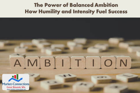 Photo of a word puzzle showing the word Ambition. There is also a logo from https://www.Market-Connections.net