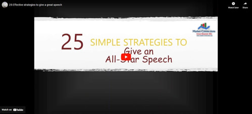 A snapshot of a YouTube video titled 25 Strategies to give a great speech