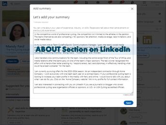 Photo of ABOUT Section on LinkedIn derived from the profile of Mandy Fard from https://www.market-connections.net