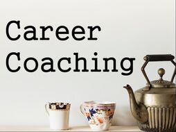 2 cups, a kettle, and the title Career Coaching, for the blog of https://www.market-connections.net