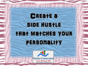 A abstract colorful photo titled: Create a Side Hustle that Matches Your Personality. There is also a logo from https://www.market-connections.net 
