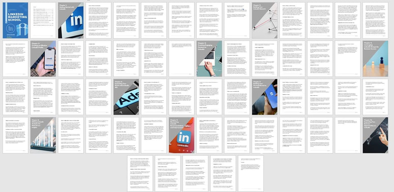 A snapthot of the pages of the ebook called LinkedIn Marketing Strategy