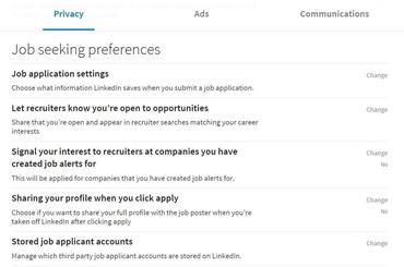 Photo of LinkedIn instructions for job seeking preferences