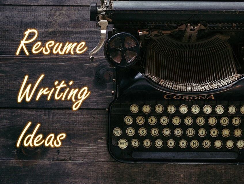 An old typewriter, the title: Resume Writing Ideas. For the blog of https://www.market-connections.net
