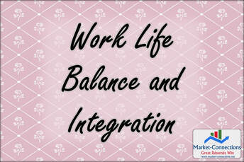 A poster titled Work Life Balance and Integration. There is also a logo from https://www.market-connections.net